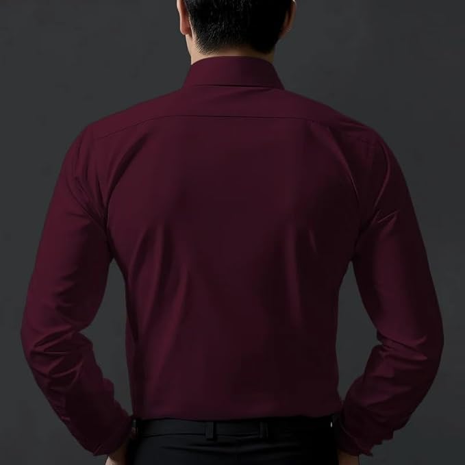 Deelmo Combo Of MenS Stylish Solid Satin Casual Shirt For Men Full Sleeves| Poly Satin Silk Shirt Pack Of 2 Maroon-Red