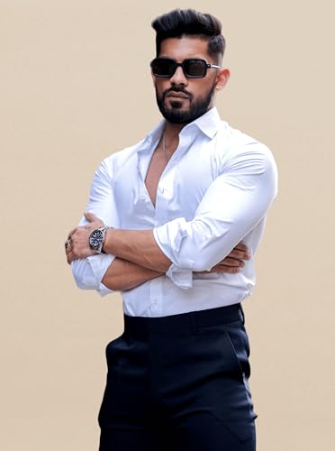 Indoprimo MenS Casual Solid Satin Shirt For Men Full Sleeves