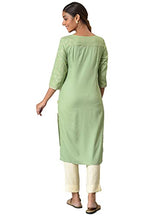Aurelia Women Mint Green Rayon Floral Printed Straight Kurta