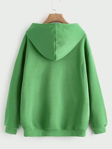 Kotty Women Full Sleeve Hooded Printed Sweatshirt Lime Green