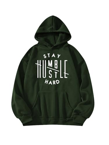 TAGDO Mens Printed Hooded Neck Hoodie (RF-Humble-HDY-2014-Olive-XXL)