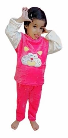 Trisav Fleece Pajama Suits for Kids Specially for Winters (Pink and White, 3XL(34 Years)) 33-4