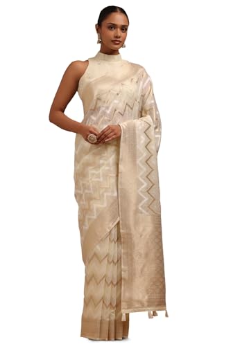 Soch Women Linen Zari Woven Saree with Zari Woven