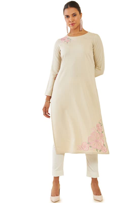 Soch Women Rayon Floral Embroiderey Kurta with Mirror Embellishment