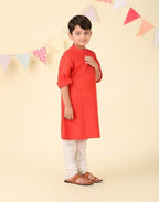 Fabindia BoyS Cotton Printed Regular Kurta (1037849Coral_Coral
