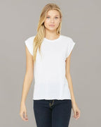 Ladies Flowy Muscle T-Shirt with Rolled cuff - DARK gRY HEATHER - S(D0102H7WHKJ)
