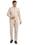 Turtle Men Terry Rayon Mandarin Collar Tailored Fit Grey Melange 2 Piece Party Suits