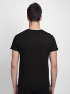 Bewakoof MenS Graphic Print Regular Fit Half Sleeve Round Neck Cotton T-Shirt Black