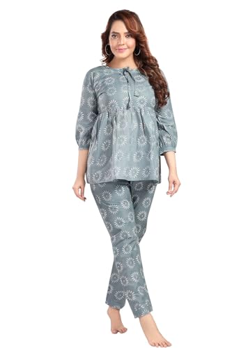 Fabme Women'S Motifs Print Grey Co-Ord Set