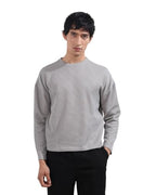 The Indian Garage Co Mens Boxy Textured Full Sleeves Crew Neck T-Shirt
