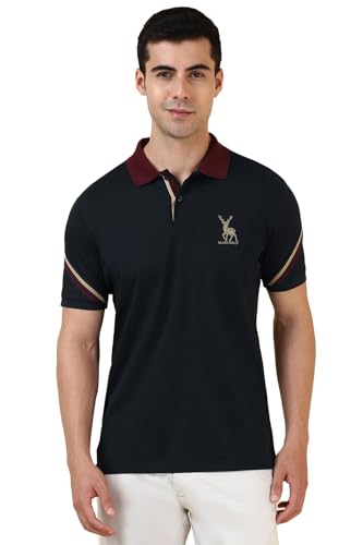 Allen Solly Men Striped Casual Cotton Polo Neck Polo Shirt