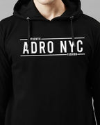 ADRO Printed Cotton Hoodie for Men | Sweatshirt With Regular Fit | H24-ADRO-BL-Medium Black