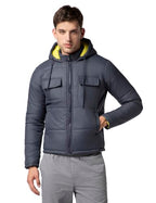 FYLTR Mens Lightweight Winter Puffer Jacket with Stand Collar & Hood- Full Zipper | Side Pockets | Front Patch Pockets with Sna