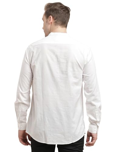 Turtle Men 100% Cotton Slim Fit White Solid Full Sleeve Kurta Shirt