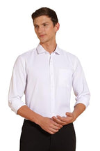 FYLTR Mens Slim Fit Shirt - Dobby Self Design | Full Sleeve | Functional Patch Pocket | White Formal Shirts for Men