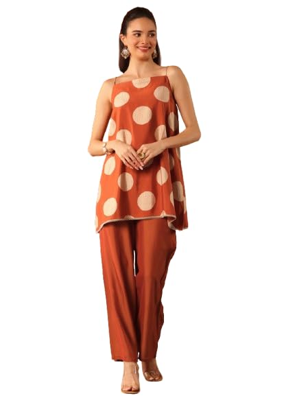 Gerua by Libas Printed Silk Blend A-Line Kurti With Trousers