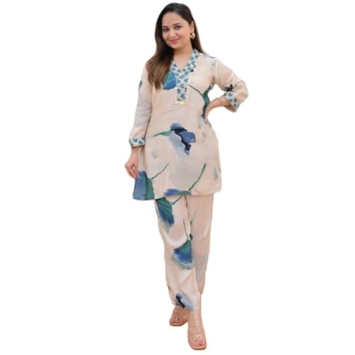Leriya Fashion Ethnic Co Ord Set for Women Kurta Set for Women | 2 Piece Kurta Set | Kurta with Pant for Women | Co-ord Set (Lar
