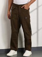 Thomas Scott Loose Fit | 6 Pockets | Cargo Pants | Solid Colors | Cricket Club | 100% Cotton | Pants for Mens Olive