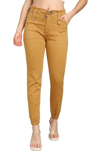 Nifty Womens Denim Stretchable High Waist Joggers (1470_JOGR_Gold_28_Gold_28)