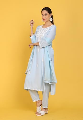Kaari Rayon Straight 7525 WomenS Kurtas & Kurtis (Kaaass25Wskd-70051_Aasman Blue