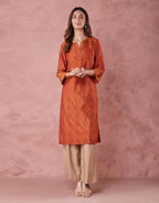 Fabindia WomenS Cotton Silk Printed Regular Kurta (1038254Rust_Rust