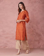 Fabindia WomenS Cotton Silk Printed Regular Kurta (1038254Rust_Rust