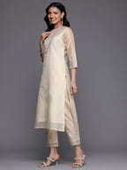 Varanga Women Zari Embroidered And Sequence Embellished With Organza Detailed Kurta With Bottom And Dupatta