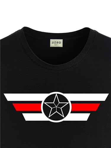 ADRO Men's Solid Regular Fit T-Shirt (RN24-CAP-BL_Black