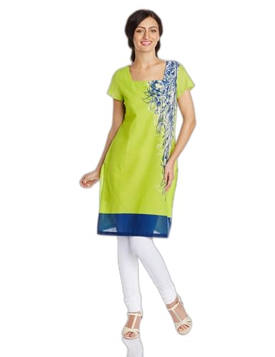 W For Woman Cotton Self-Print T Kurta (14Fe14320-55527_Green_8)