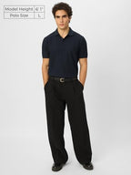 The Souled Store Official Textured Polo : Navy Men and Boys Short Sleeves Collared Neck Multicolor Printed Regular Fit Cotton Bl