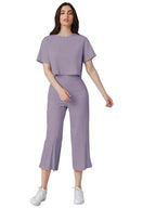 GRECIILOOKS Womens Ribbed A-Line Standard Length Co-Ord Set (Gl-W1787&Tr846_Purple_S)