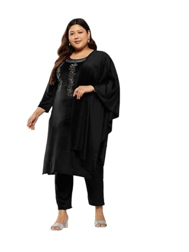 Aarika Womens Ethnic Wear Black Colour Embellished Beads Velvet Kurti & Pant Set (Xl-Xxl)