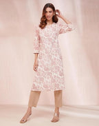 Fabindia WomenS Cotton Printed Regular Kurta (1035798Natural- Off White-Red