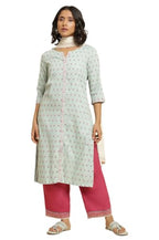 W For Woman Womens Cotton Kurta, Slim Pant & Dupatta_22Fews17585-312195_Small, Blue