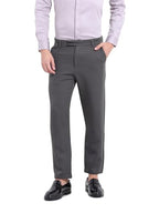 The Indian Garage Co Mens Slim Fit Solid Mid-Rise Stretchable Smart Casual Trousers Pants