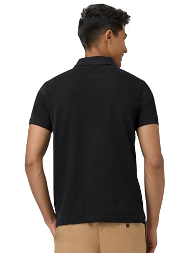 XYXX Mens Cotton Solid Regular Fit Shirt (XY_CR14_Polo Tshirt_1_Black