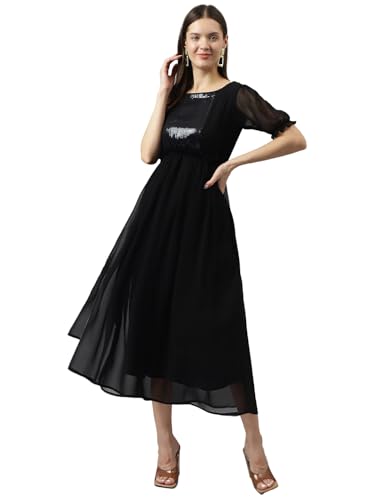 Toochki Kurti For Women| Women Kurti | One Piece Kurti For Women Long | Flared Sequince Work Kurti | Black Fit And Flared Kurti 