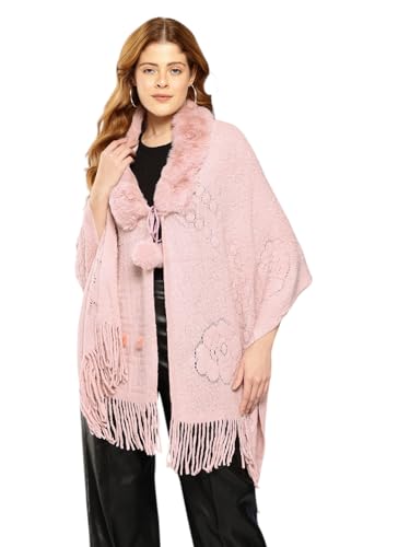 Aarika Womens Winter Wear Peach Colour Solid Woolen Pocho-(Free-Size)-(St-Poncho-W-Ms-03-Peach-Free-Size)