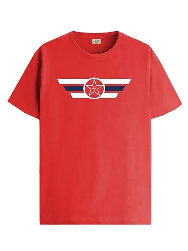 ADRO Men's Solid Regular Fit T-Shirt (RN24-CAP-RD_Red