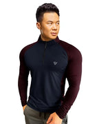 EYEBOGLER Men High Neck ColourBlocked Full Sleeve Regualr Fit T-Shirt