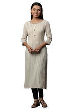 Aurelia Women'S Cotton Striped Regular Kurta (24Fea14811_Beige