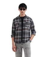 The Indian Garage Co Mens Regular Fit Checked Casual Overshirt Sweater