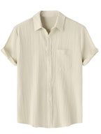 TAGDO Mens Solid Shirt with Chest Pocket Short Sleeve Shirt for Summer Outdoor Activities (Sugar-Shirt-5182-Off White-XXL)