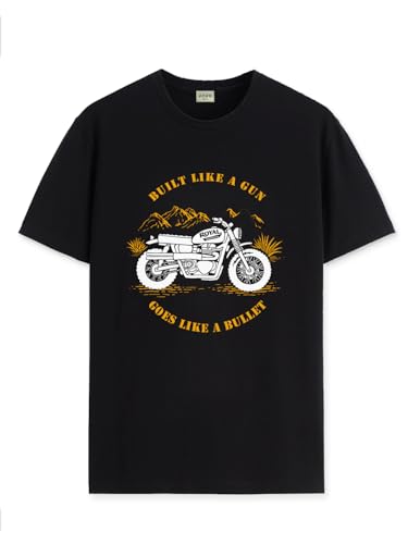 ADRO Mens Royal Bike Design Printed 100% Cotton T-Shirt - Regular Fit, Printed T-Shirts for Men (RN24-RYL-BL_Black_L)