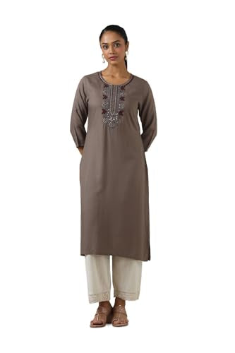 Soch Women'S Rayon Embroidered Regular Kurta (Cws5Ku61173_Grey