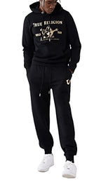 True Religion mens Metallic Buddha Fleece Hoodie Hooded Sweatshirt, Black, 3X-Large US