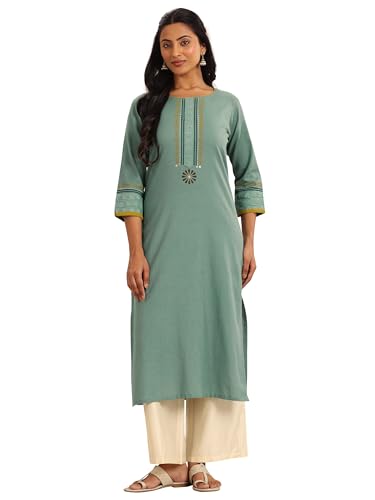 Libas WomenS Cotton Blend Yoke Design Regular Kurta (98210Oc_Blue_Xxl)