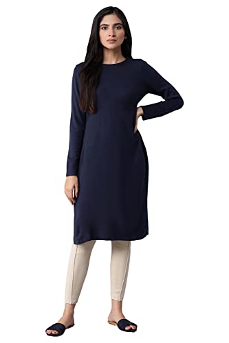 W For Woman Women'S Acrylic Dark Blue Slim Fit Winter Dress Knee-Length (21Now17246-215935_Twilight 5Xl)