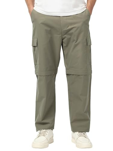 Bewakoof MenS Solid Regular Fit Poly Spandex Pant_659630_Grey_36