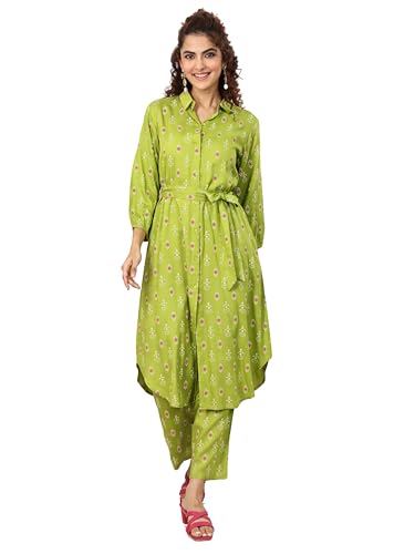 Libas Womens Printed Viscose Straight Kurta With Trousers